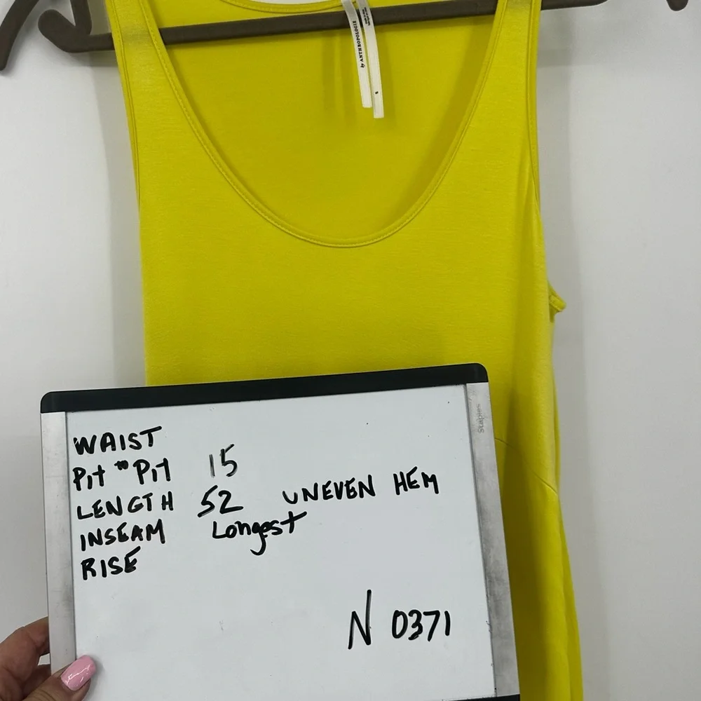 Anthropologie Yellow Sleeveless Scoop Neck Maxi Dress Womens Small Pleated N371 - Picture 10 of 10